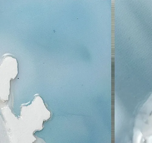 Blue Marble Ink Triptych in blue — detail