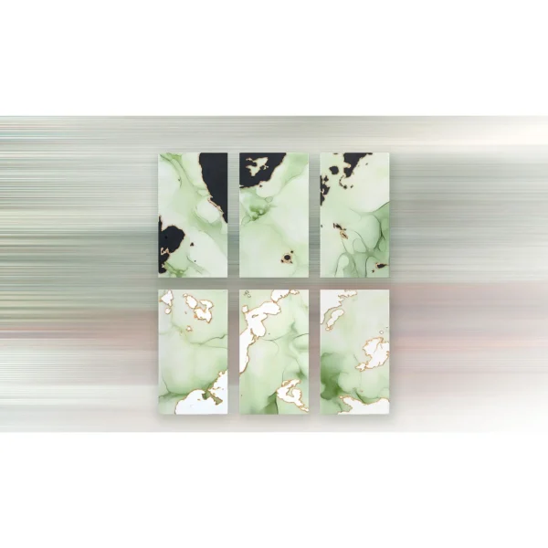 Sage and Black Marble Ink Set of 6 in olive — in a room setting