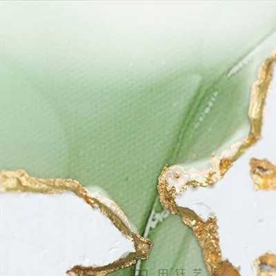 Sage and White Marble Ink Triptych in olive — detail