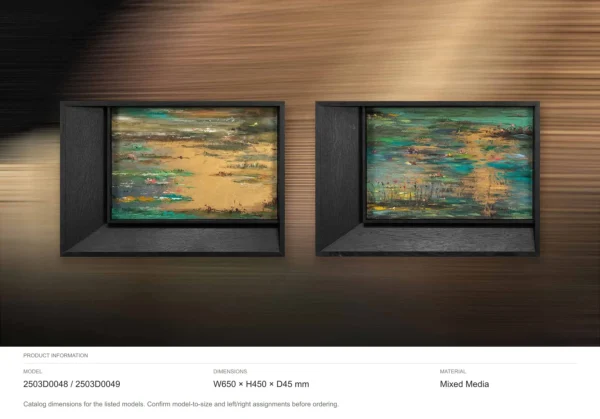 Gold and Teal Horizon Relief Set of 2, 65 x 45 cm Each in brushed brass — dimensions