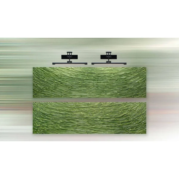 Green Grass Relief Wall Art Set of 2, 140 x 100 cm Overall in olive — in a room setting