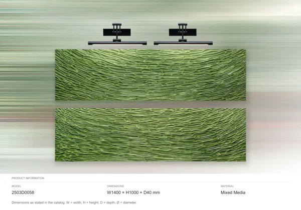 Green Grass Relief Wall Art Set of 2, 140 x 100 cm Overall in olive — dimensions