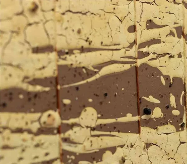Peach and Sand Eroded Panel Set of 2, 90 x 120 cm Each in rust — detail