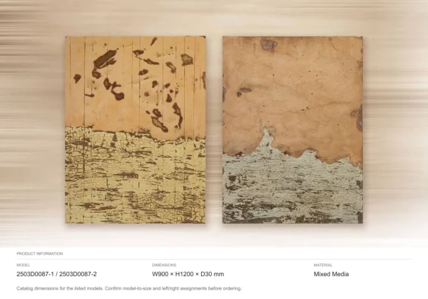 Peach and Sand Eroded Panel Set of 2, 90 x 120 cm Each in rust — dimensions