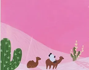 Playful Landscape Print Set of 3 in olive — detail