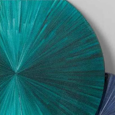 Teal and Green Lotus Leaf Disc Wall Sculpture Set, 220 x 80 in blue — detail