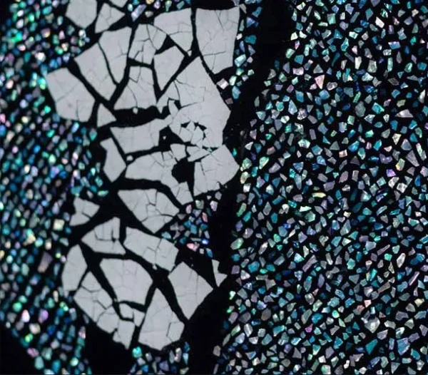 Blossom on Black Mosaic Set of 2, 100 x 100 cm Each in black — detail