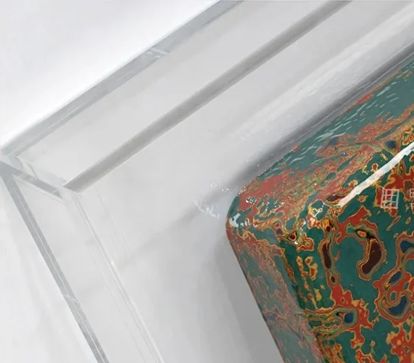 Verdigris and Gold Speckle Panel Set of 2, 80 x 80 cm Each in olive — detail