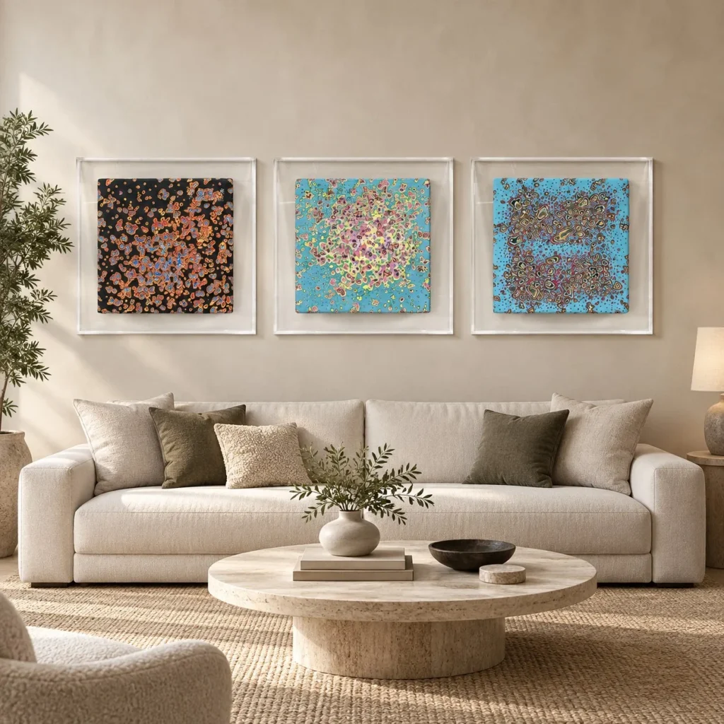 Blossom Speckle Panel Set of 3 in rose stone — front view
