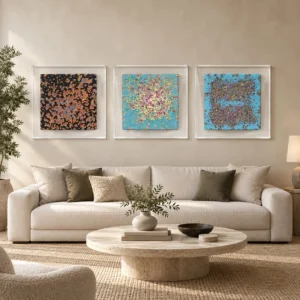 Blossom Speckle Panel Set of 3 in rose stone — front view