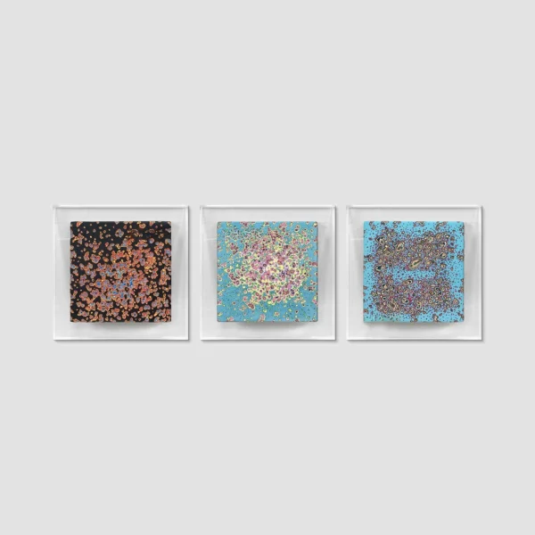 Blossom Speckle Panel Set of 3 in rose stone — in a room setting