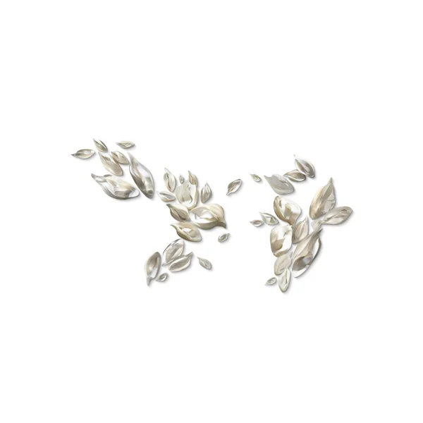 Silver Leaf Cluster Wall Sculpture Set, 300 x 130 cm in silver — in a room setting