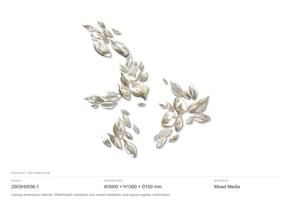 Silver Leaf Cluster Wall Sculpture Set, Vertical, 300 x 130 in silver — dimensions