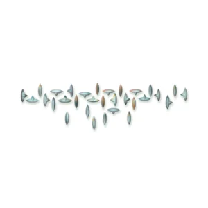 Teal Leaf Cluster Wall Sculpture Set, 280 x 80 cm in blue — in a room setting