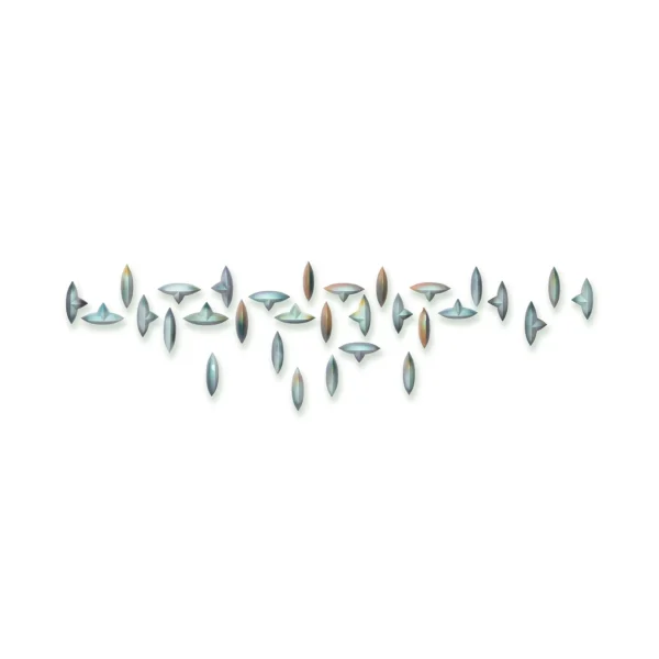 Teal Leaf Cluster Wall Sculpture Set, 280 x 80 cm in blue — in a room setting