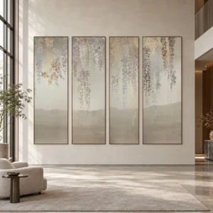Wisteria Mural Panel Set of 4, 275 cm High in plum — front view