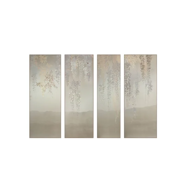 Wisteria Mural Panel Set of 4, 275 cm High in plum — in a room setting