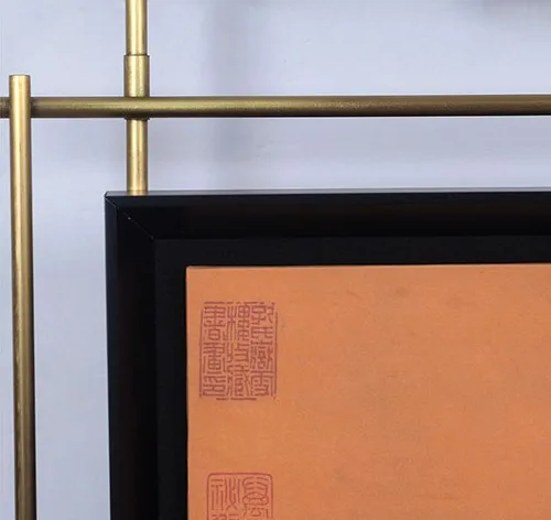Landscape Panel Set of 2 on Brass Rods, 84 x 224 cm Overall in rust — detail