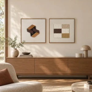 Wood Inlay Geometric Set of 2 in clay — front view