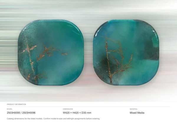 Turquoise Glazed Pebble Set of 2 in blue — dimensions