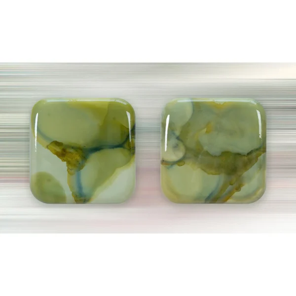 Glazed Ink Tile Set of 2 in Sage and Olive, 30 x 30 cm Each — in a room setting