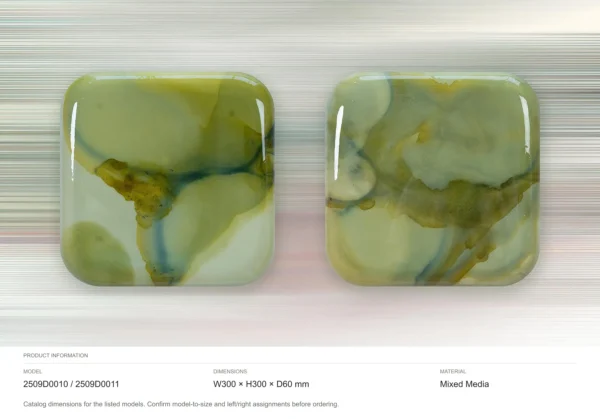 Glazed Ink Tile Set of 2 in Sage and Olive, 30 x 30 cm Each — dimensions