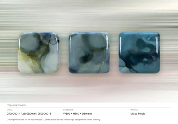 Glazed Ink Tile Set of 3 in slate — dimensions