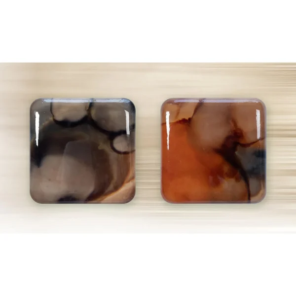 Glazed Ink Tile Set of 2 in Grey and Rust, 30 x 30 cm Each — in a room setting
