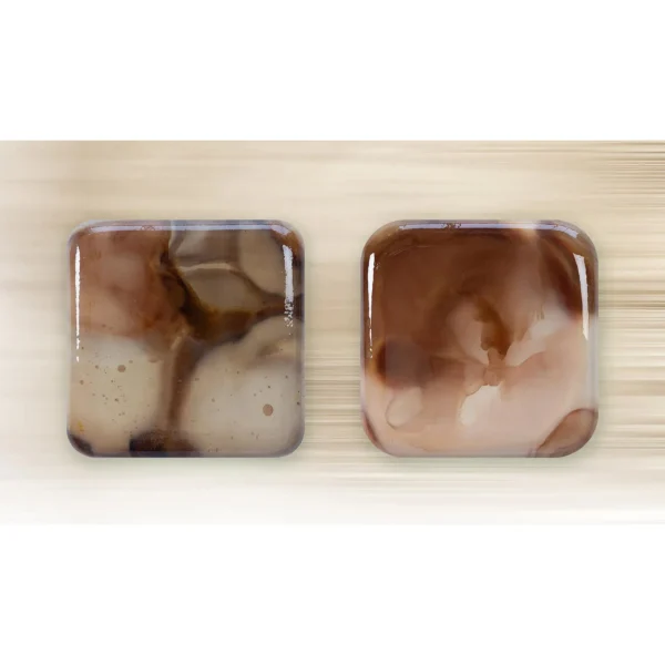 Glazed Ink Tile Set of 2 in Rust and Blush, 30 x 30 cm Each — in a room setting