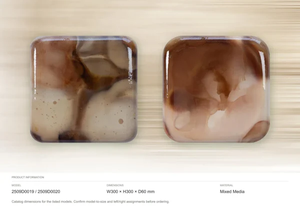 Glazed Ink Tile Set of 2 in Rust and Blush, 30 x 30 cm Each — dimensions