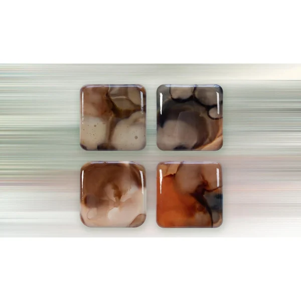 Glazed Ink Tile Set of 4 in rust — in a room setting