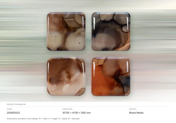 Glazed Ink Tile Set of 4 in rust — dimensions