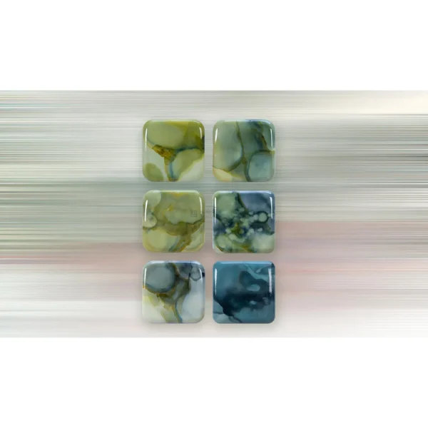 Glazed Ink Tile Set of 6 in olive — in a room setting