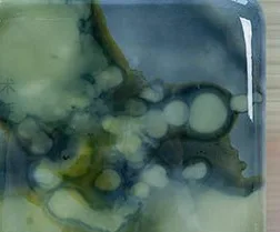 Glazed Ink Tile Set of 6 in olive — detail