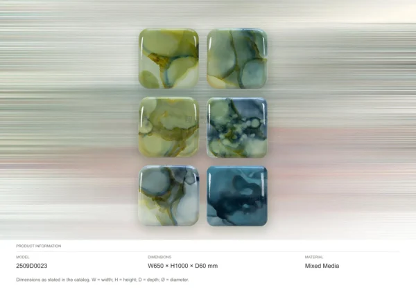Glazed Ink Tile Set of 6 in olive — dimensions
