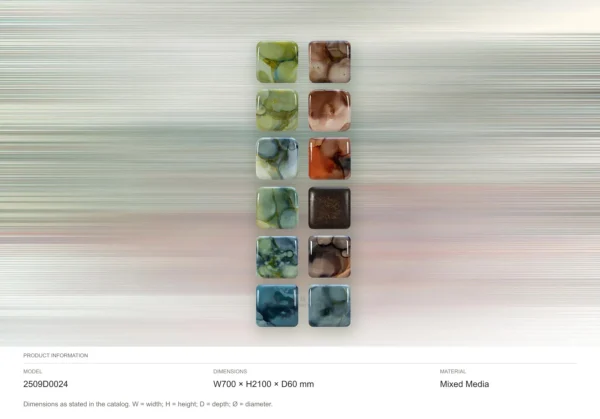 Glazed Ink Tile Column Set of 12, 70 x 210 cm Overall in multicolour — dimensions