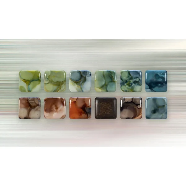 Glazed Ink Tile Row Set of 12, 210 x 70 cm Overall in multicolour — in a room setting