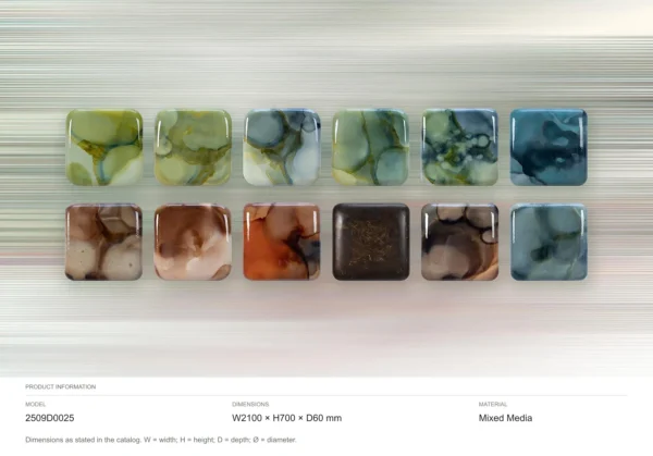 Glazed Ink Tile Row Set of 12, 210 x 70 cm Overall in multicolour — dimensions