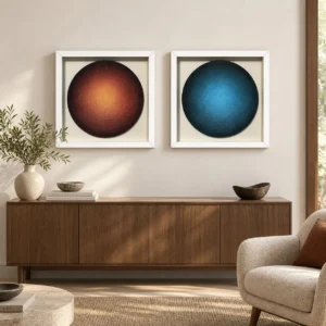 Gradient Orb Set of 2 in Rust and Blue, 50 x 50 cm Each — front view