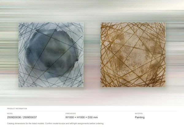 Line Web Painting Set of 2 in blue — dimensions