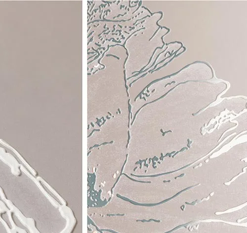 White Peony Line Relief Set of 3 in sand — detail