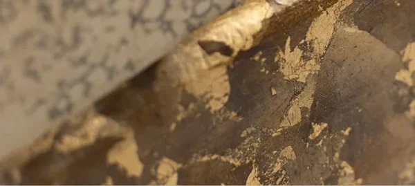 Cream Stone Slab Set of 2 with Gold Veins, 100 x 120 cm Each in oatmeal — detail