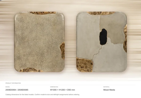 Cream Stone Slab Set of 2 with Gold Veins, 100 x 120 cm Each in oatmeal — dimensions