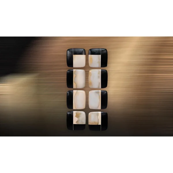 Black and Cream Glazed Tile Column Set of 8, 75 x 150 cm in black — in a room setting
