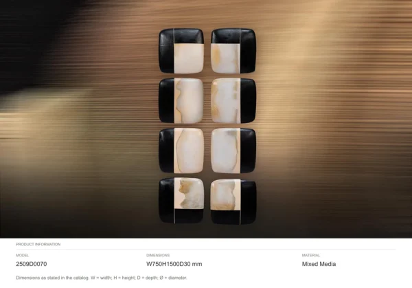 Black and Cream Glazed Tile Column Set of 8, 75 x 150 cm in black — dimensions