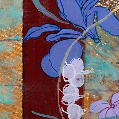 Teal Tile Collage Set of 2 in Black Frames, 70 x 70 cm Each — detail