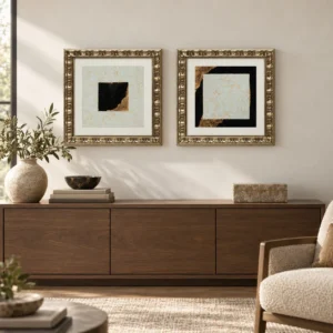 Gold Leaf Corner Set of 2 in oatmeal — front view