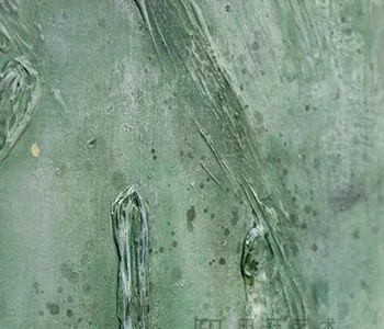 Green Fern Wash Painting Set of 2, 100 x 140 cm Each in olive — detail