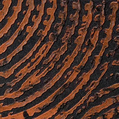 Copper Spiral Relief Set of 2 on Black, 100 x 140 cm Each in bronze — detail