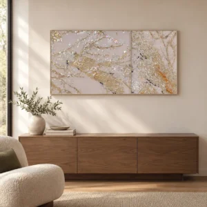 Silver Blossom on Blush Set of 2, 85 x 100 cm Overall in rose stone — front view